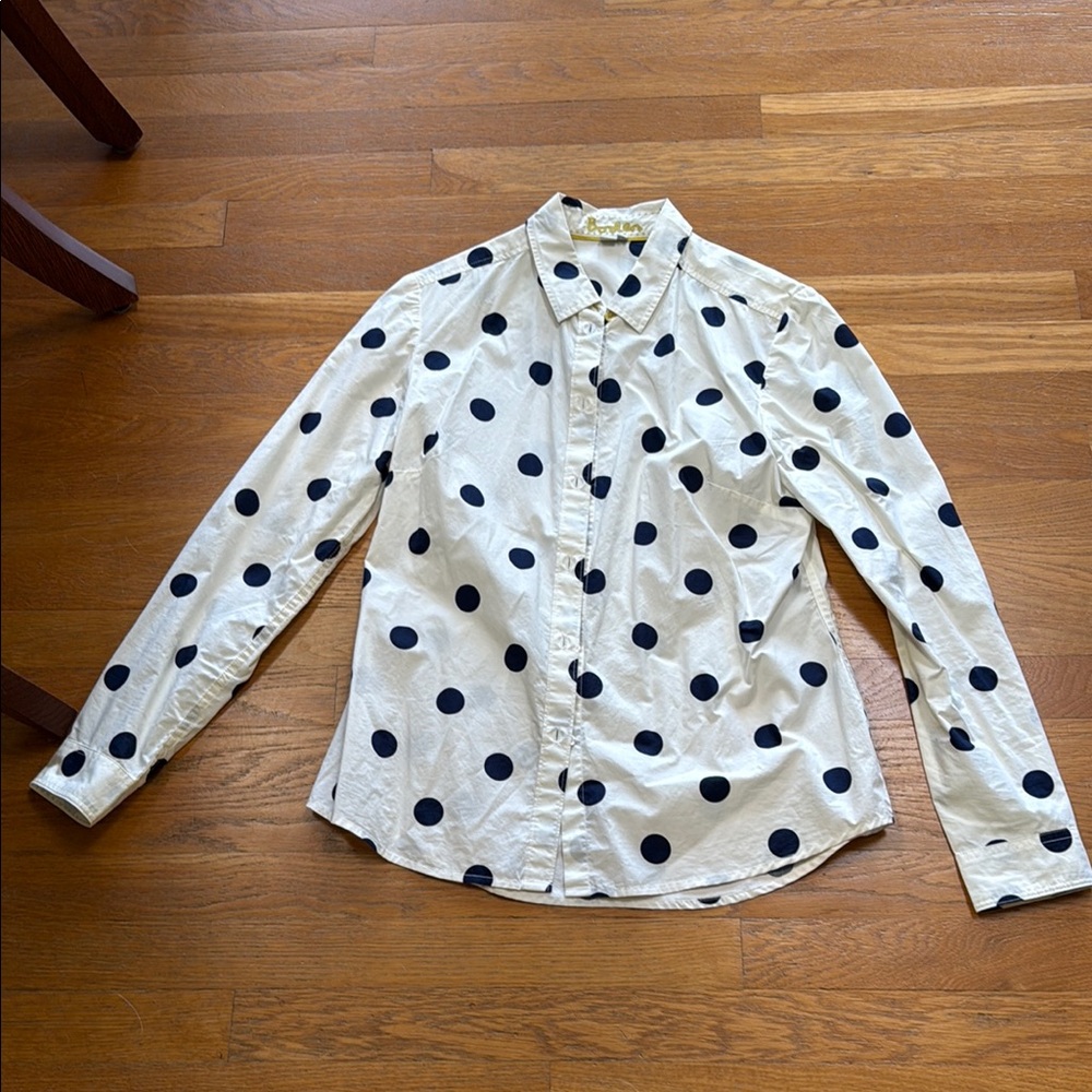 Navy  Polka Dot Button-Up Shirt